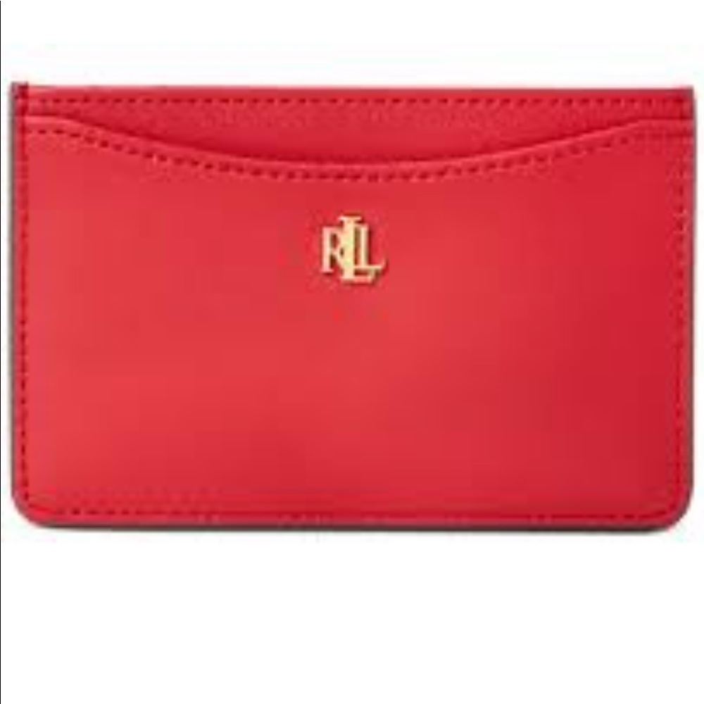 Ralph Lauren Card Case Genuine Leather in Fall Red NWT Unisex